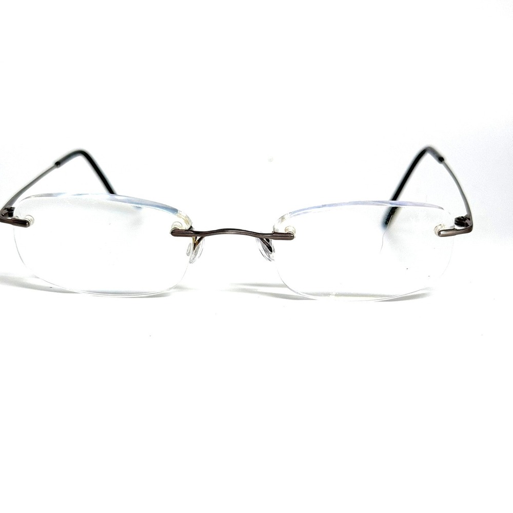 Marchon Airlock 2 Rimless Eyeglasses Gunmetal Oval Frames 135 24908
